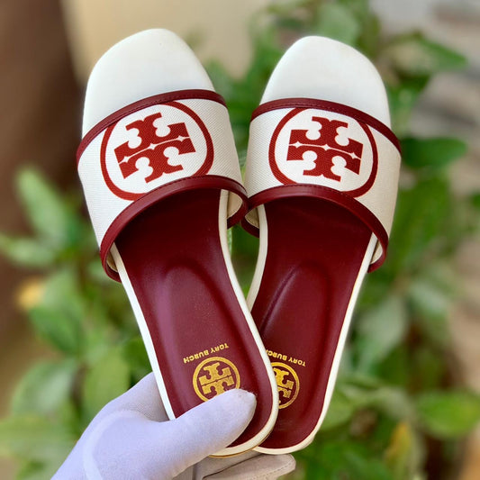 Tory Burch White Signature Sandals