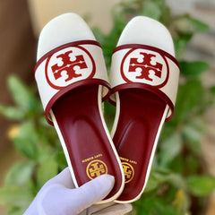 Tory Burch White Signature Sandals