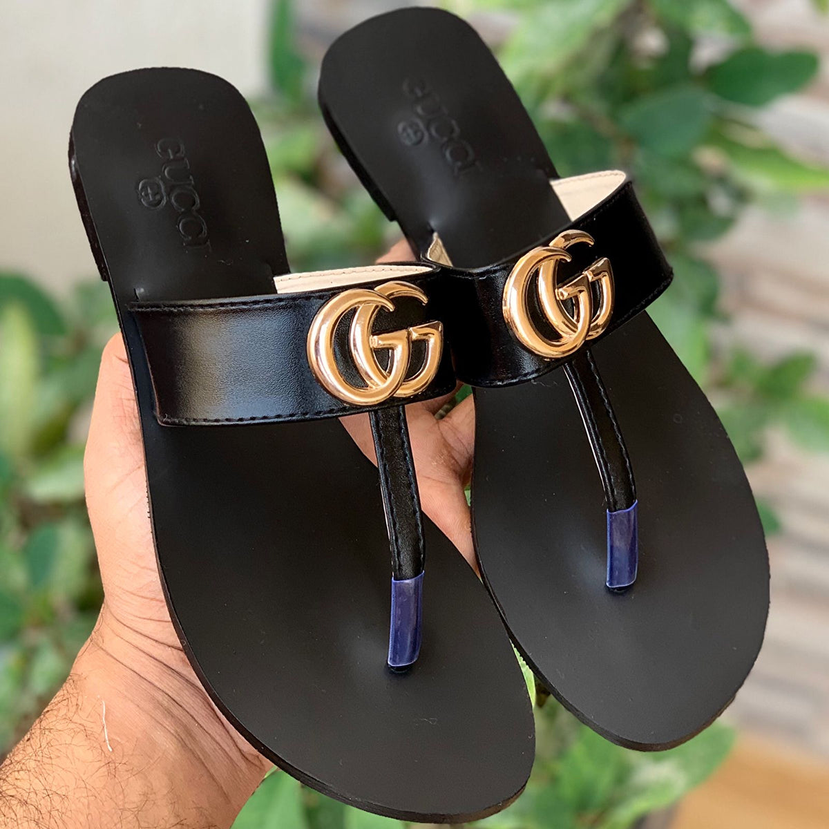 Gucci Double G Leather Thong Sandal