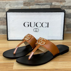 Gucci Double G Leather Thong Sandal