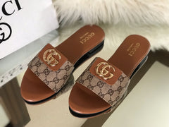 Gucci Leather Crafted Canvas Slippers