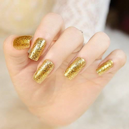 Gold nail art false nails