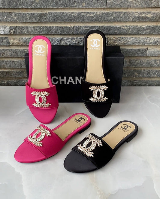 Chanel Embellished Logo Sandals