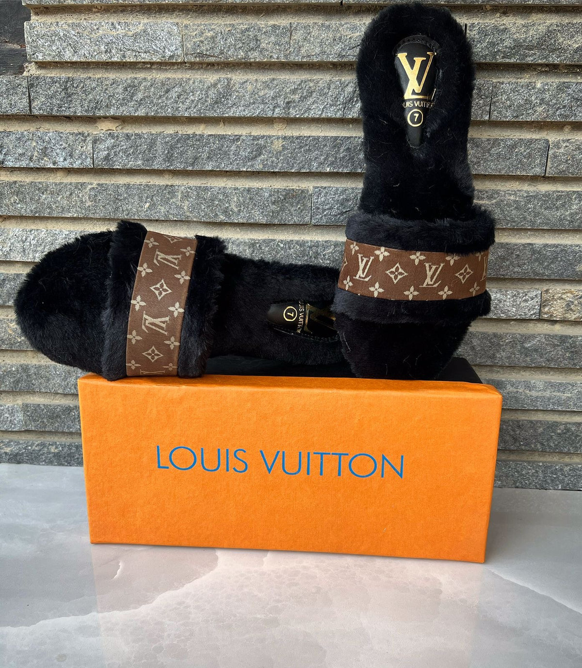 Louis Vuitton Fur Winter Slides