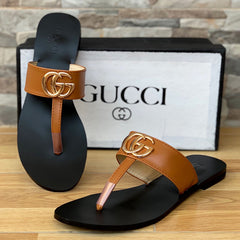 Gucci Double G Leather Thong Sandal