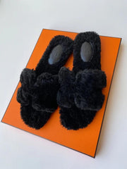 Hermes Fur Sandals