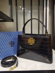 Tory Burch Crocodile Embossed Micro Satchel Crossbody Bag