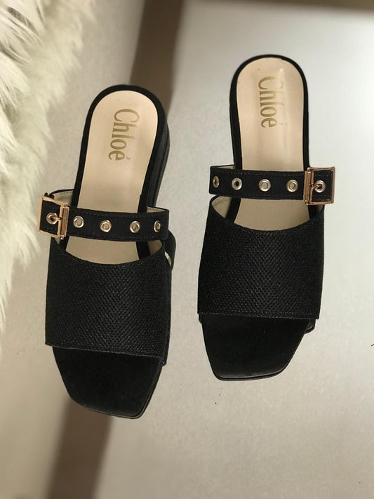 Chloe Canvas Crafted Mules