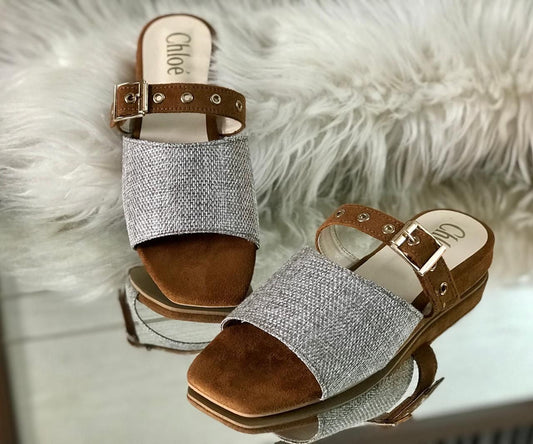 Chloe Canvas Crafted Mules