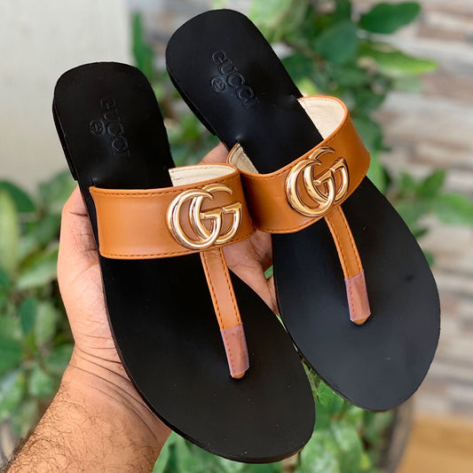 Gucci Double G Leather Thong Sandal