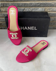 Chanel Embellished Logo Sandals