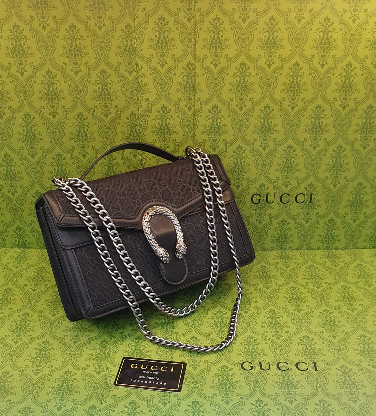 Gucci Horseshoe Canvas Shoulder Bag