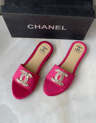 Chanel Embellished Logo Sandals