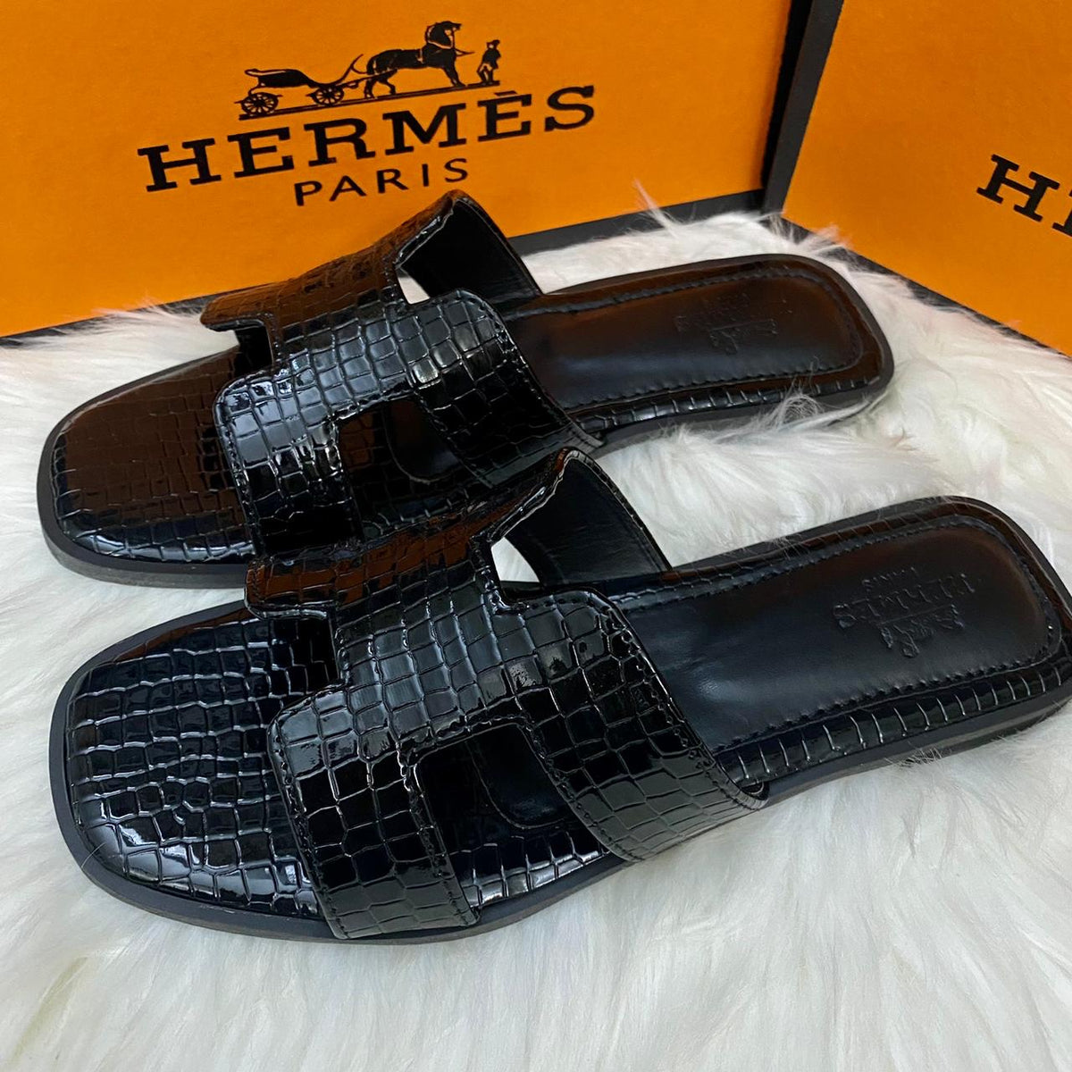 Hermes Oran Snake Sandal