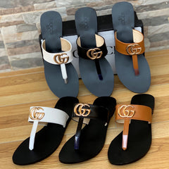 Gucci Double G Leather Thong Sandal