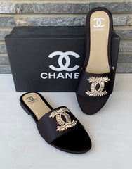 Chanel Embellished Logo Sandals