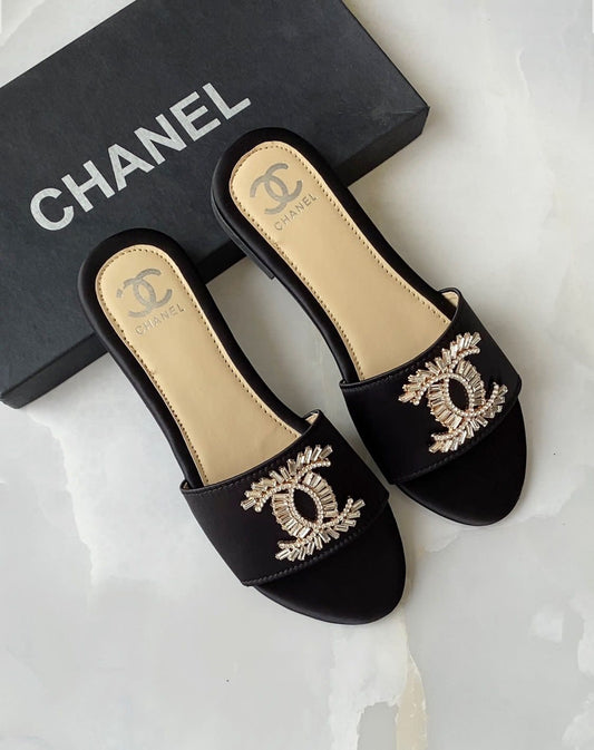 Chanel Embellished Logo Sandals