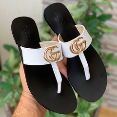 Gucci Double G Leather Thong Sandal