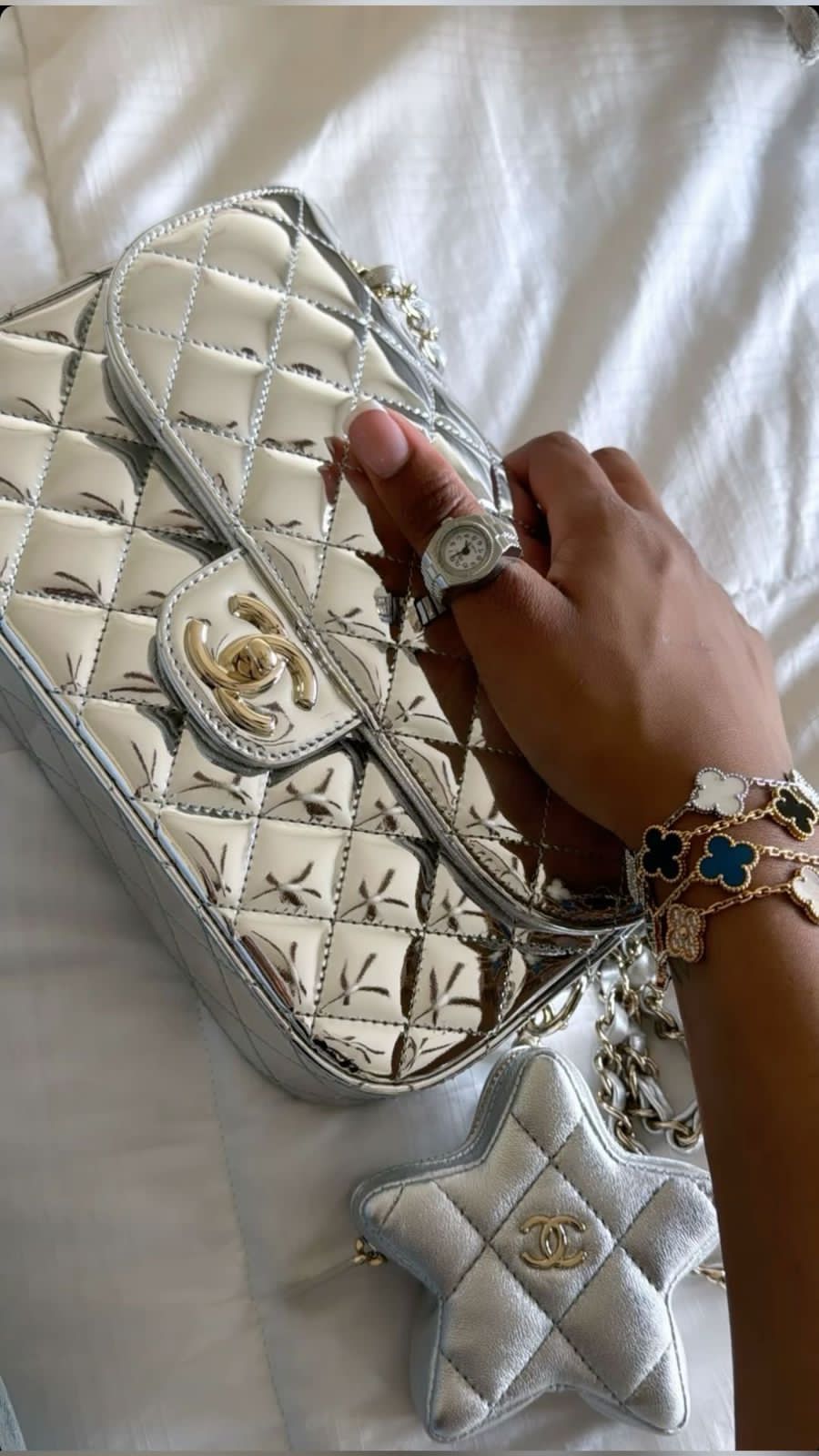 Chanel Backpack Mirrored metallic Flap Bag