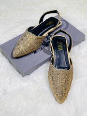 Zara Stone Flat Pumps