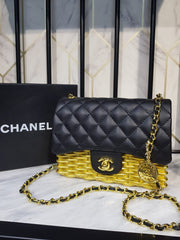 CHANEL Woven Metal Quilted Small Flap Bag