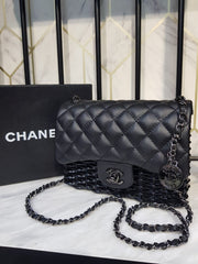 CHANEL Woven Metal Quilted Small Flap Bag