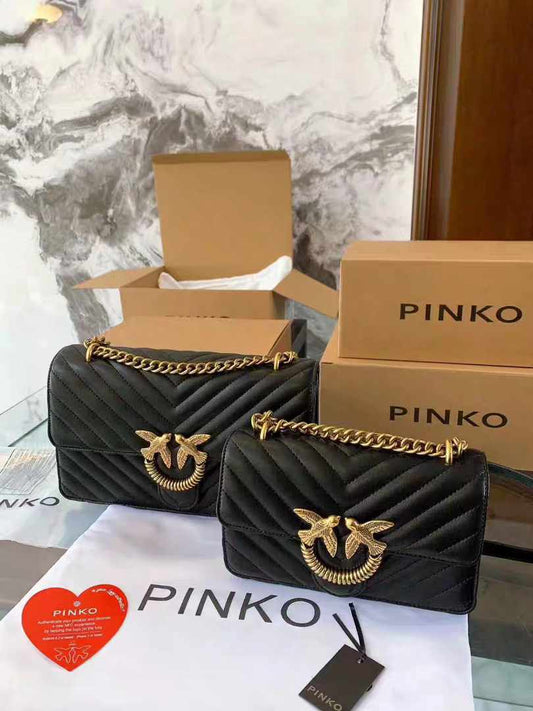 Pinko Bird Logo Crafted Shoulder Bag