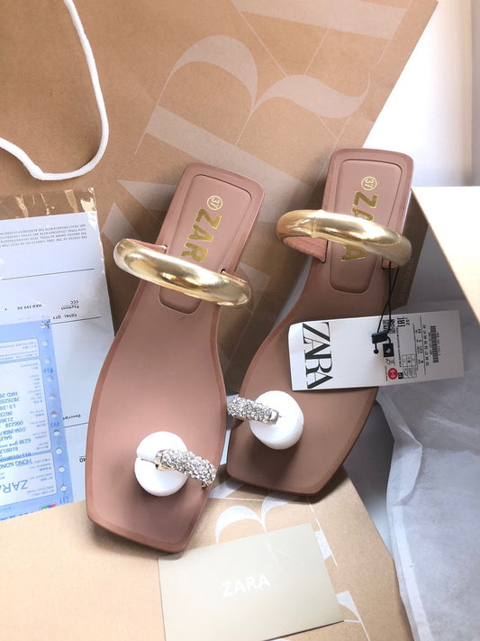 Zara Stone Embellished Edgy Slides