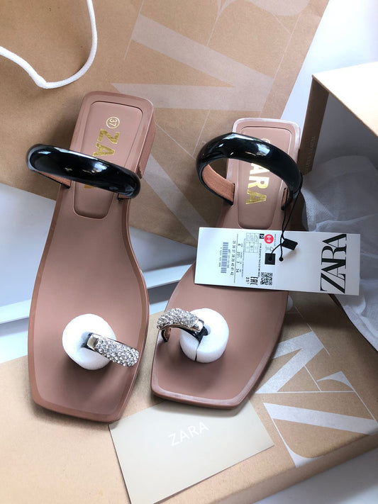 Zara Stone Embellished Edgy Slides