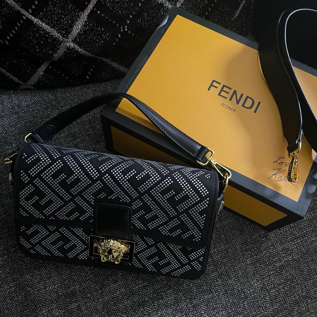 Fendace FF Print Crystal Shoulder Bag