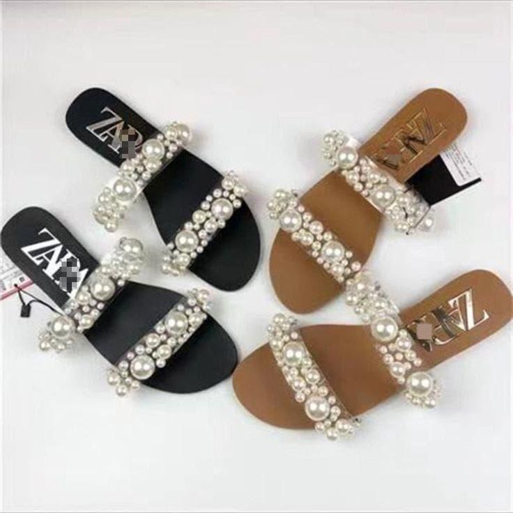 Zara Pearl Crafted Sandals