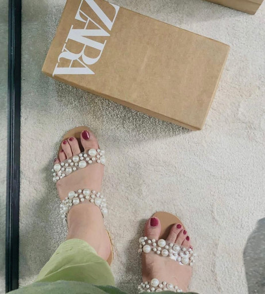 Zara Pearl Crafted Sandals